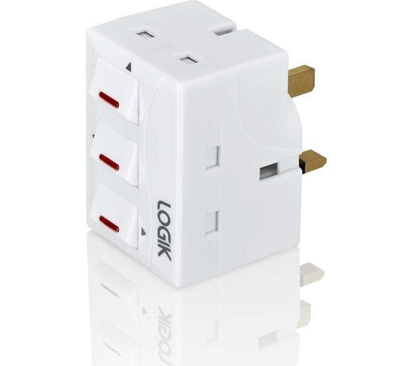 LOGIK L3WAYSP18 3-Socket Plug Adapter - Image 1