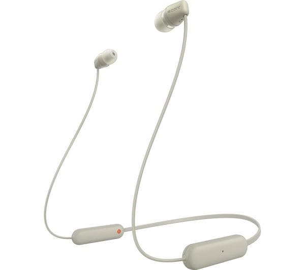 SONY WI-C100 Wireless Bluetooth Earphones - Taupe - Image 1