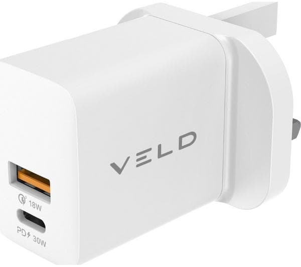 VELD VH30DW Super-Fast 30 W 2-port USB Wall Charger - White - Image 1
