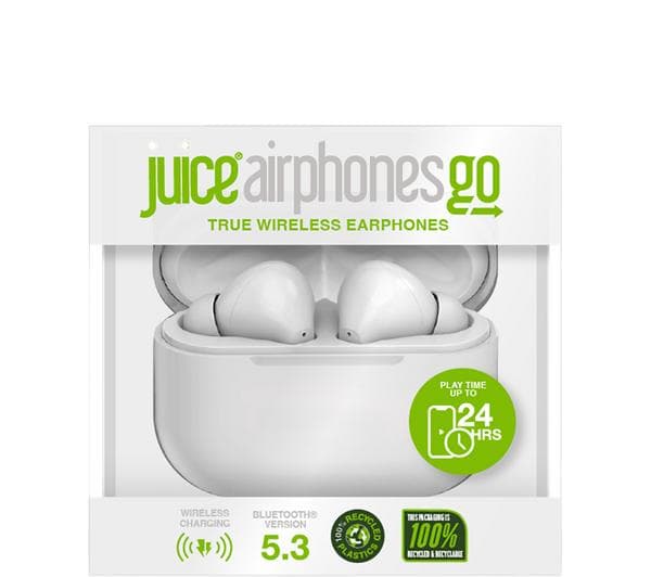JUICE Earphones Go Wireless Bluetooth Earbuds - White - Image 1