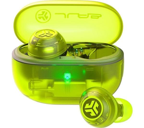 JLAB Go POP ANC Wireless Bluetooth Noise-Cancelling Earbuds - Transparent Neon Green - Image 1
