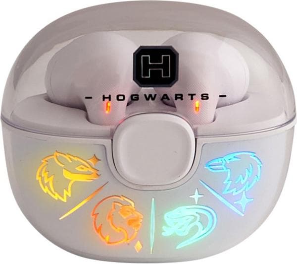 LAZERBUILT Harry Potter Hogwarts Light-up Wireless Bluetooth Earbuds - White - Image 1