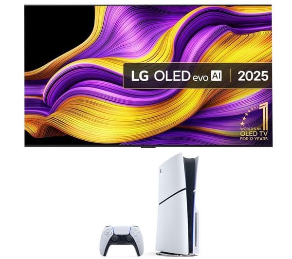 LG G5 65\" OLED evo AI 4K HDR Smart TV 2025 (Wall Mount Version, OLED65G54LW) & PlayStation 5 Bundle - Image 1