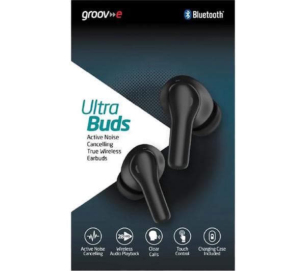 GROOV-E Ultra Buds GV-TW10 Wireless Bluetooth Noise-Cancelling Earbuds - Black - Image 1