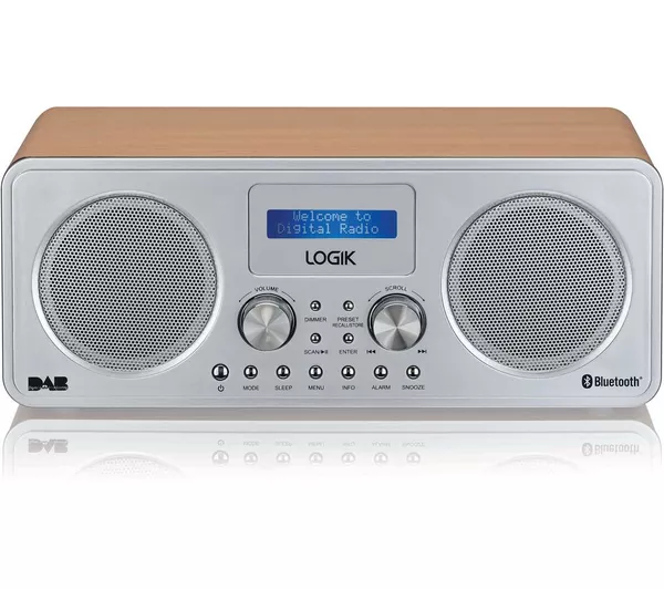 LOGIK L75DAB20 Portable DAB/FM Bluetooth Radio - Silver & Wood