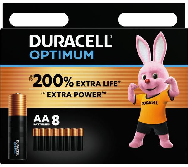 DURACELL Optimum AA Alkaline Batteries - Pack of 8