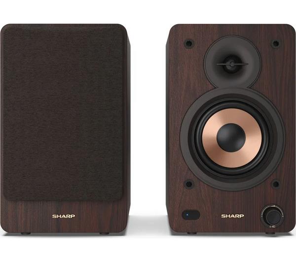 SHARP CP-SS30(BR) Bluetooth Active Bookshelf Monitor Speaker - Brown