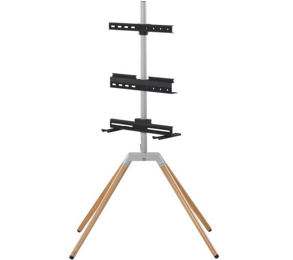 ONE FOR ALL WM7476 845 mm Quadpod TV Stand for 32-70\" TVs - Oak & Silver Grey