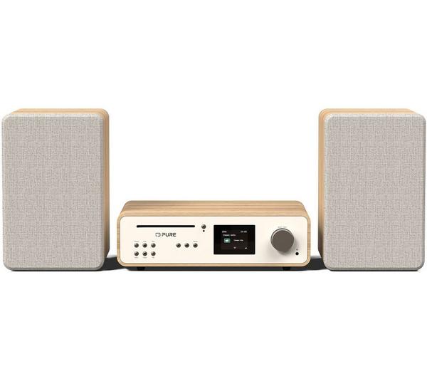 PURE Classic Stereo Traditional Hi-Fi System - Cotton White & Oak