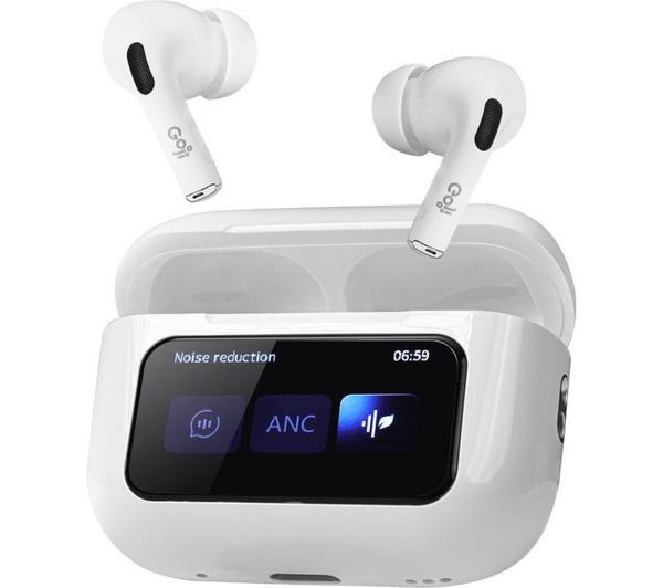 GOJI GTSTWSW25 Wireless Bluetooth Noise-Cancelling Earbuds - White