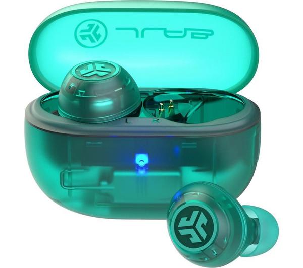 JLAB Go POP ANC Wireless Bluetooth Noise-Cancelling Earbuds - Transparent Teal