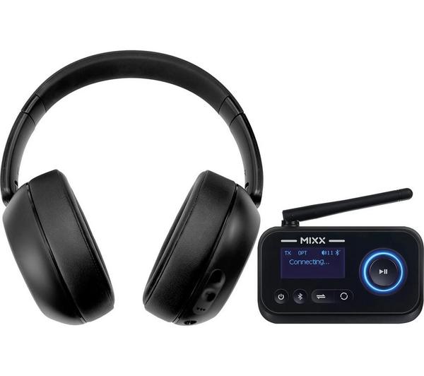 MIXX StreamQ Wireless Bluetooth Headphones & StreamPort Audio Transmitter - Black