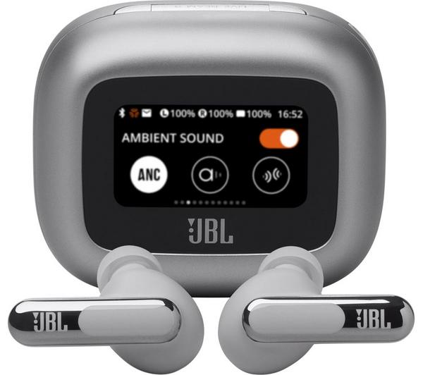 JBL Live Beam 3 Wireless Bluetooth Noise-Cancelling Earbuds - Silver