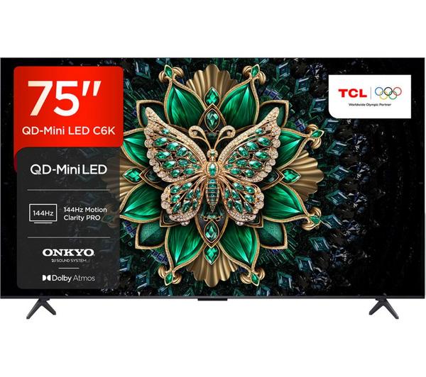 TCL C6K 75\" QD-Mini LED 4K HDR Smart Google TV - 75C6K