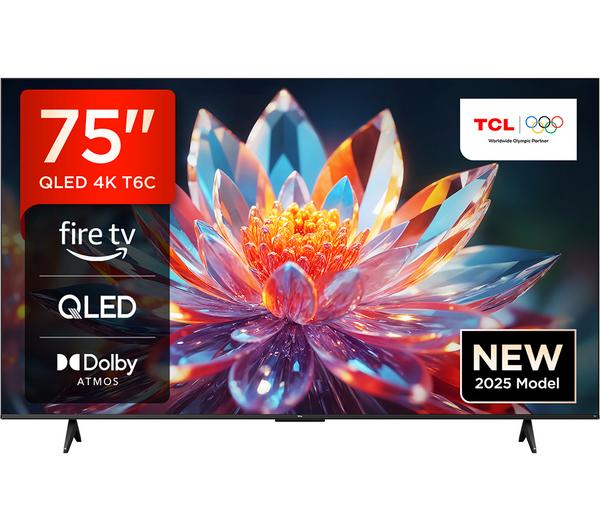 TCL T6C 75\" QLED 4K HDR Smart Fire TV with Freely - 75T6C-UK