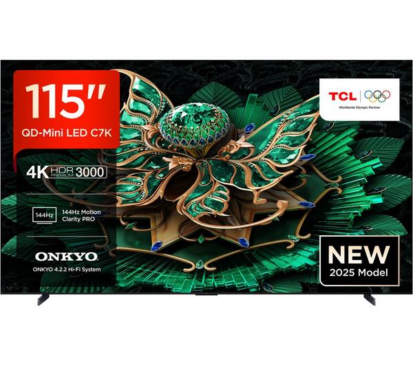 TCL C7K 115\" QD-Mini LED 4K HDR Smart Google TV - 115C7K-UK