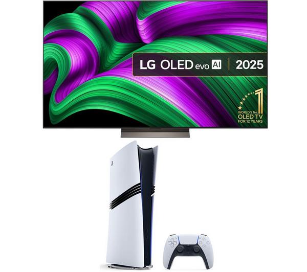 LG C5 77\" OLED evo AI 4K HDR Smart TV 2025 (OLED77C56LB) & PlayStation 5 Pro Bundle
