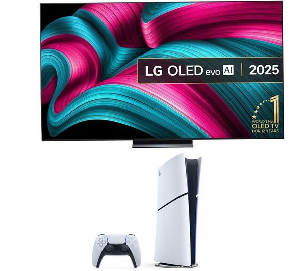 LG C5 83\" OLED evo AI 4K HDR Smart TV 2025 (OLED83C54LA) & PlayStation 5 (Digital Edition) Bundle