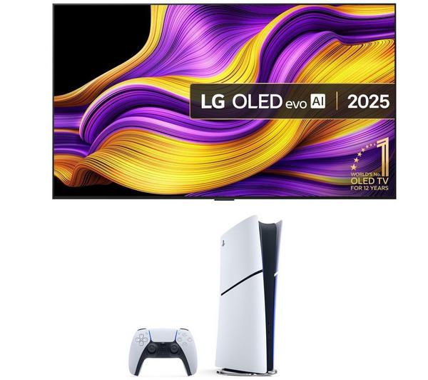 LG G5 65\" OLED evo AI 4K HDR Smart TV 2025 (OLED65G54LW) & PlayStation 5 (Digital Edition) Bundle