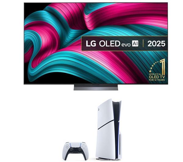 LG C5 77\" OLED evo AI 4K HDR Smart TV (OLED77C54LA) & PlayStation 5 Bundle